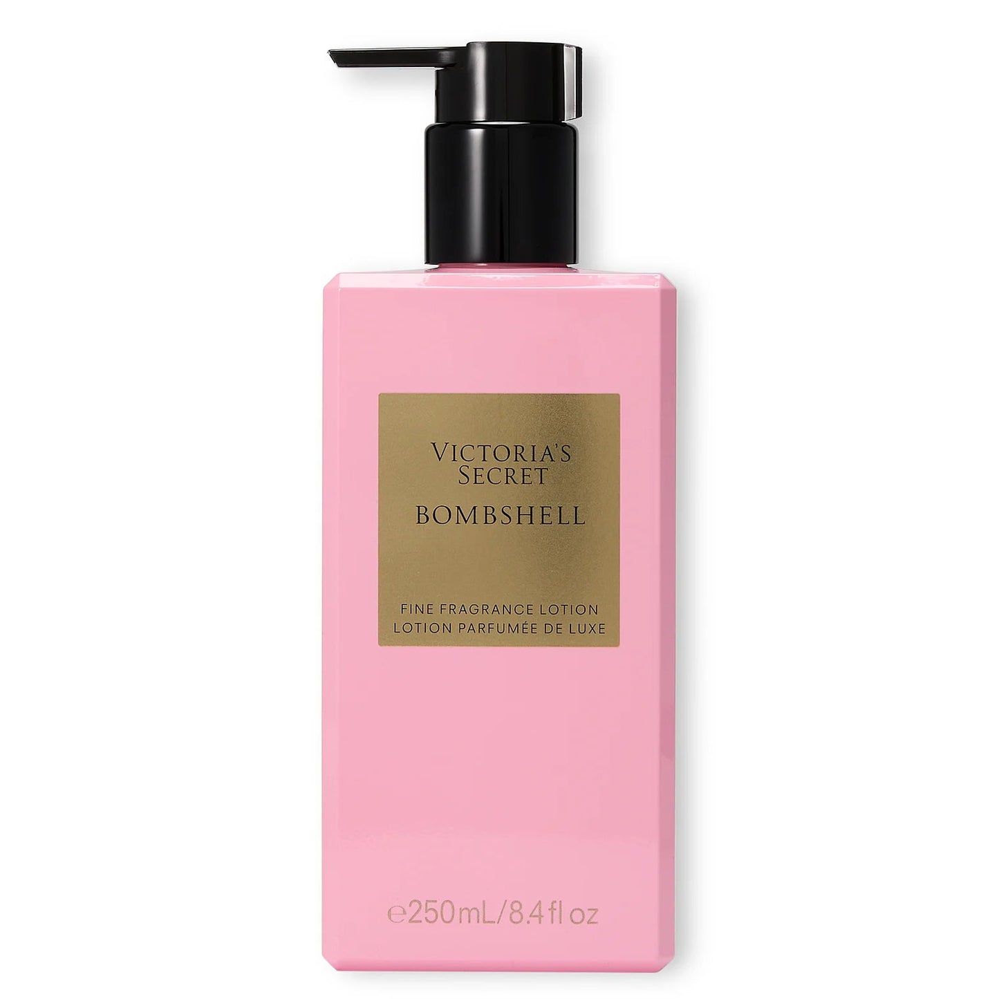 Victoria's Secret Bombshell Fine Fragrance Lotion 250ml pink striped bottle available on Maulux.mu