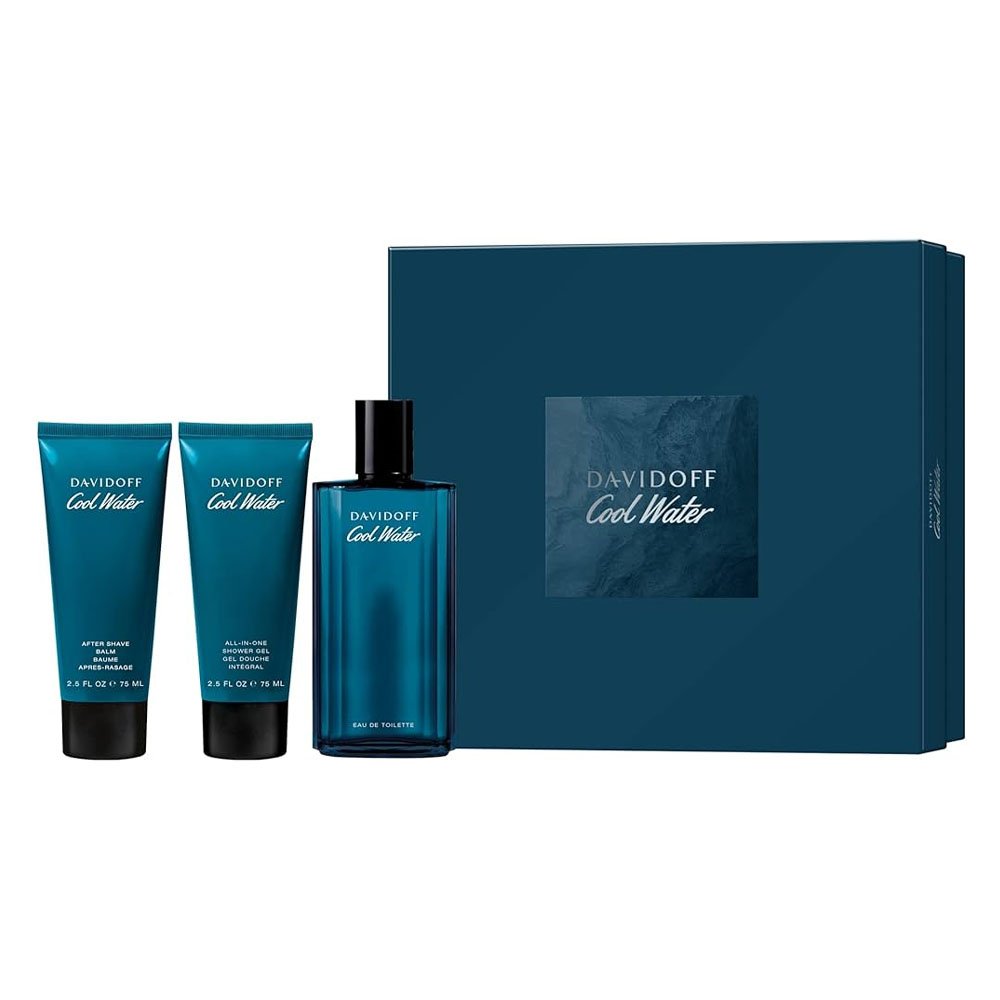 Davidoff Cool Water Set Edt 125Ml + Sg 75Ml + Asb 75Ml Men Perfume  in Mauritius At Maulux