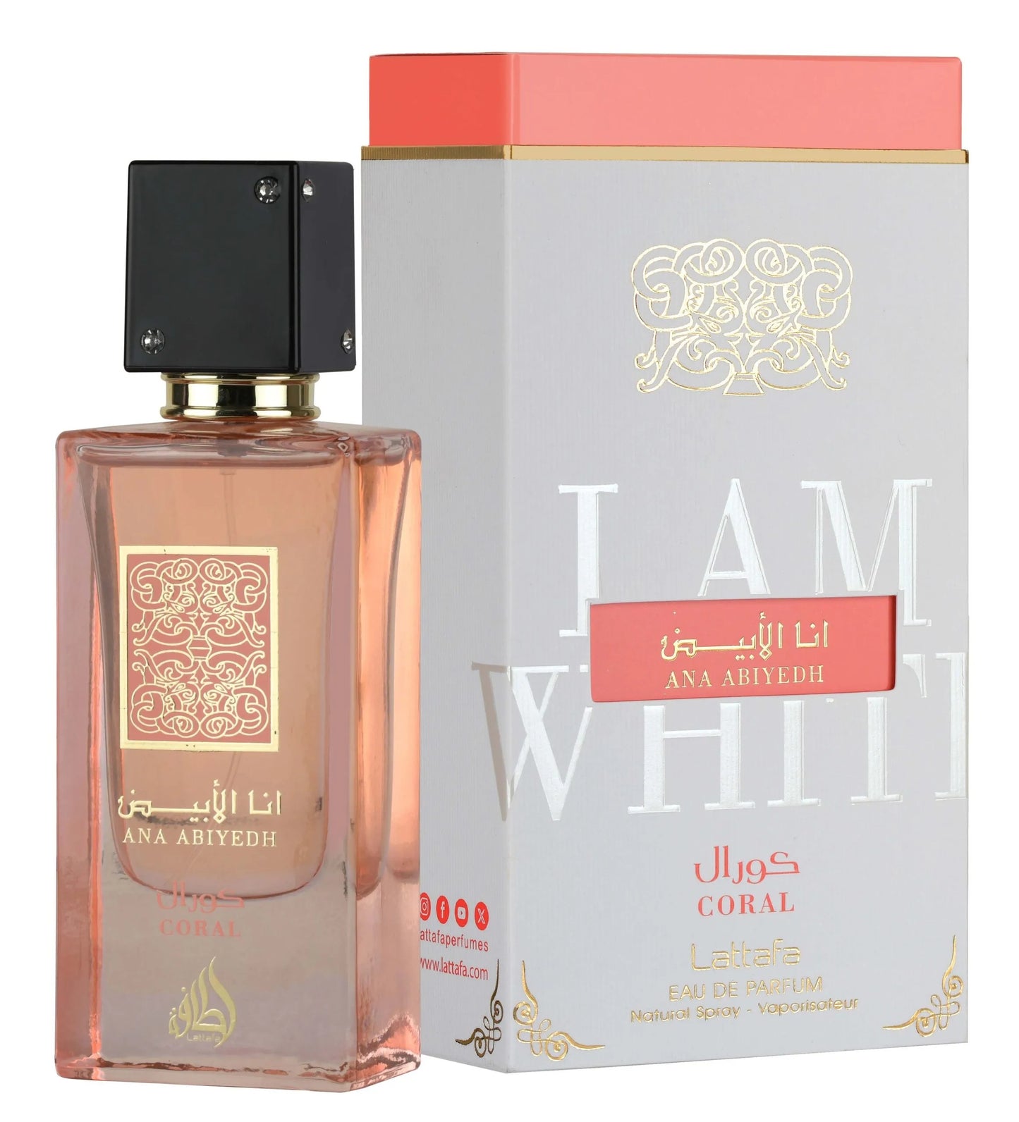 Lattafa Ana Abiyedh Coral EDP 100ML Perfume Mauritius - Shop online at Maulux.mu