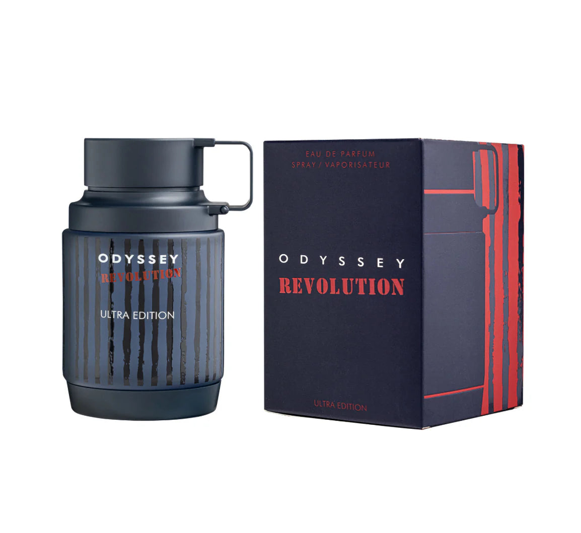 Odyssey Revolution Perfume by Armaf for women and men. Aromatic fruity fragrance with pineapple, vanilla, praline and tonka bean. Bold, modern and long-lasting.