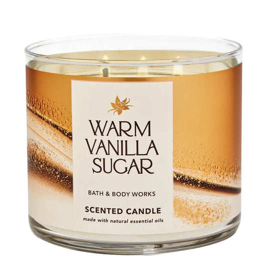 Bath and Body Works Warm Vanilla Sugar 3-Wick Scented Candle with decorative lid - Maulux Mauritius