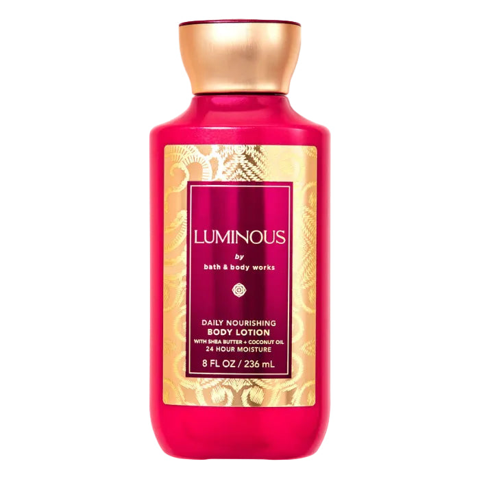 Bath and Body Works Luminous Body Lotion 236ml bottle with gold-toned elegant packaging on Maulux.mu