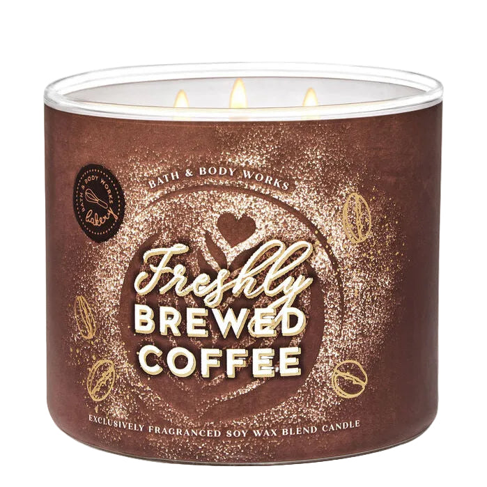 Bath and Body Works Freshly Brewed Coffee 3-Wick Scented Candle in glass jar with decorative lid - Maulux Mauritius