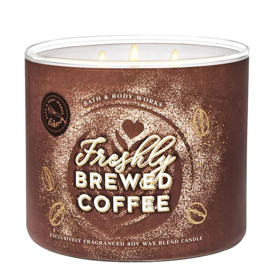 Bath and Body Works Freshly Brewed Coffee 3-Wick Scented Candle in glass jar with decorative lid - Maulux Mauritius