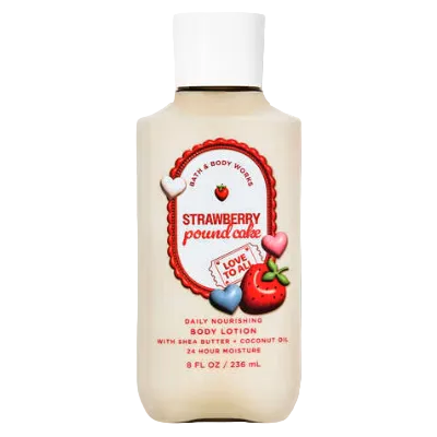 Bath and Body Works Strawberry Pound Cake Body Lotion 236ml bottle with pink strawberry design on Maulux.mu