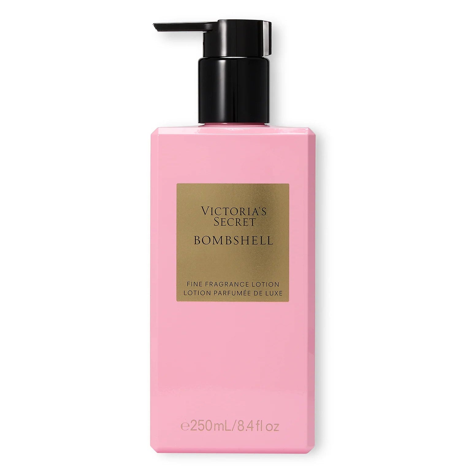 Victoria's Secret Bombshell Fine Fragrance Lotion 250ml pink striped bottle available on Maulux.mu