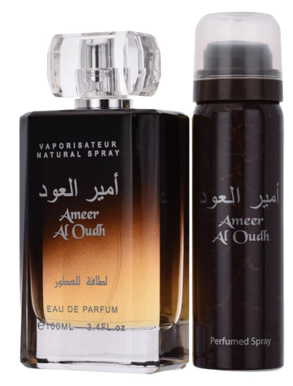 Lattafa Ameer Al Oudh EDP 100ML + Deodorant Perfume Mauritius - Browse the price list and shop online at Maulux.mu
