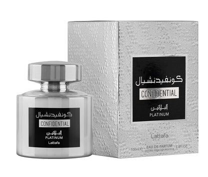 Lattafa Confidential Platinum EDP 100ML Perfume Mauritius - Browse the price list and shop online at Maulux.mu