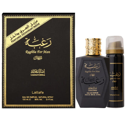 Lattafa Raghba For Man EDP 100ML+ Deodorant Perfume Mauritius - Browse the price list and shop online at Maulux.mu