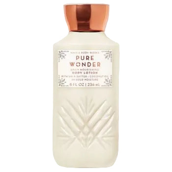 Bath and Body Works Pure Wonder Body Lotion 236ml bottle with sparkling rose gold packaging available on Maulux.mu