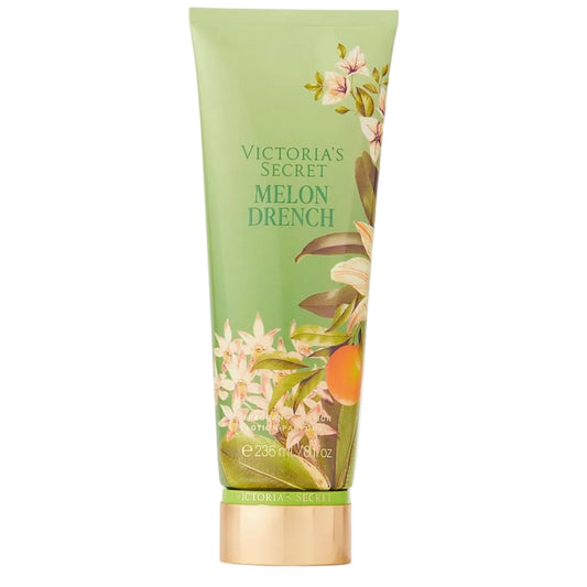 Victoria's Secret Melon Drench Body Lotion 236ml bright orange bottle with tropical design available at Maulux.mu